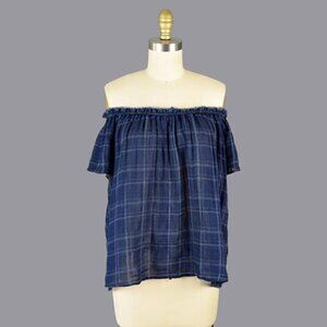 GENERATION LOVE GINA PLAID OFF SHOULDER TOP
